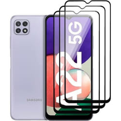 Film de protection décran - Verre Trempé - Realme Samsung Galaxy A22 5G - Lot de 3 - Dureté 9H - Noir