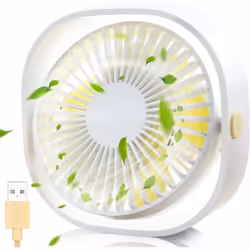 Mini Ventilateur USB Silencieux Portable 3 Vitesse Réglable pour Bureau Sport Voyage Alimenté par USB Blanc