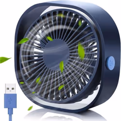 Mini Ventilateur USB Silencieux Portable 3 Vitesse Réglable pour Bureau Sport Voyage Alimenté par USB - Bleu