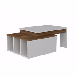 Woody Fashion Kolarado, Table basse, Forme rectangulaire, Marron/blanc