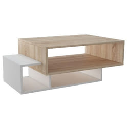 Table Basse Gemini, Panneau Aggloméré Mélaminé, Blanc, Sonoma, 100x60x35 cm