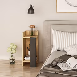 Woody Fashion Elos left Table de nuit / chevet Anthracite, Chêne