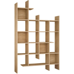 Bibliothèque étagère moderne - MANCO - Fixation murale - 122 x 188 x 26 cm - couleur Chêne clair