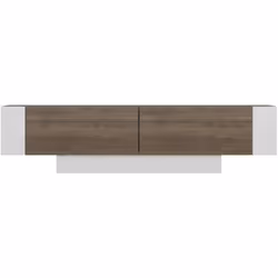 Meuble TV contemporain 150cm avec étagères Meniscos Bois et Blanc