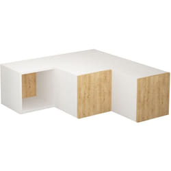 Meuble TV design cubique 2 tiroirs Stairz Blanc et Chêne clair