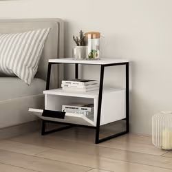 Woody Fashion Pal Table de nuit / chevet 1 tiroir(s) Noir, Blanc