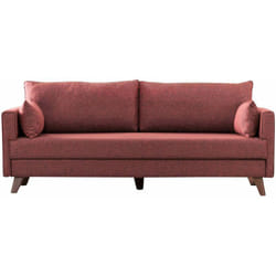 Les Tendances - Canapé 3 places convertible en tissu rouge Bella