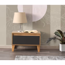 Toilinux 103132 Table de nuit et table de chevet Anthracite, Gris