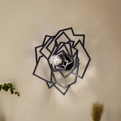 Applique murale origami rose Apertura D40cm Bois et Métal Noir