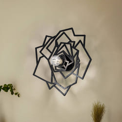 Applique murale origami rose Apertura D40cm Bois et Métal Noir