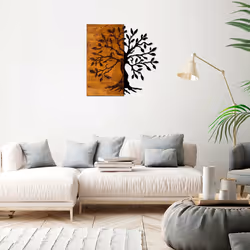 Wallxpert 899SKL1280, Monochromatique, Flora, Métal, Bois, Noir, Bois, 580 mm, 3 cm