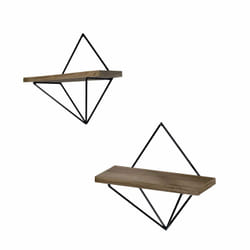 Woody Fashion WR046 Tablette flottante Mural Métal, Bois Noir, Bois