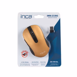 Inca IWM-233RG, Ambidextre, Optique, RF sans fil, 1600 DPI, Noir, Or
