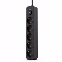 Inca IPW-44SY protection surtension Noir 5 sortie(s) CA 230 V 1,5 m