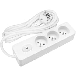 Sans Marque - Multiprise seldur G3FA22B, 3 prises type e + interrupteur à voyant, Blanc, câble 2m