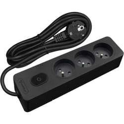 Sans Marque - Multiprise seldur G3FA22S, 3 prises type e + interrupteur à voyant, Noir, câble 2m