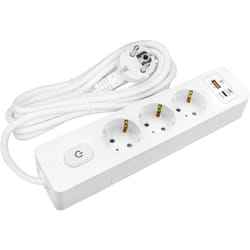 Sans Marque - Multiprise seldur G3TH22B, 3 prises type f + interrupteur, usb a+c charge rapide 20W, Blanc, câble 2m