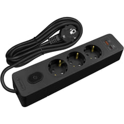 Sans Marque - Multiprise seldur G3TH32S, 3 prises type f + interrupteur, usb a+c charge rapide 20W, Noir, câble 3m