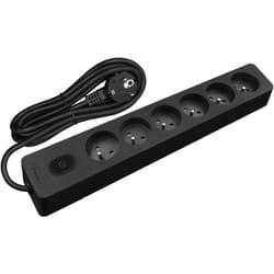 Sans Marque - Multiprise seldur G6FA32S, 6 prises type e + interrupteur à voyant, Noir, câble 3m