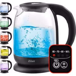 Zilan Bouilloire en verre à écran numérique et LED1.7lt5 réglages de température2200W