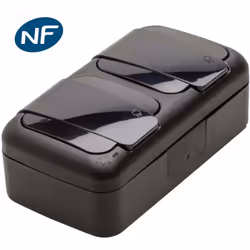 La double prise 2P+T étanche IP54 - Viko by Panasonic - Noir - NF, est conçu pour répondre aux besoins des environnements hum ...
