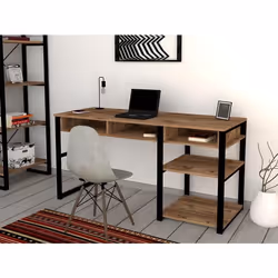Bureau Brehan L150cm Bois foncé et Métal Noir