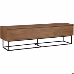 Meuble TV 3 tiroirs Lodi 180cm Métal Noir et Bois Naturel
