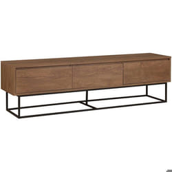 Meuble TV 3 tiroirs Lodi 180cm Métal Noir et Bois Naturel
