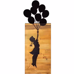 Décoration murale en bois et métal Walnut Enfant et ballons