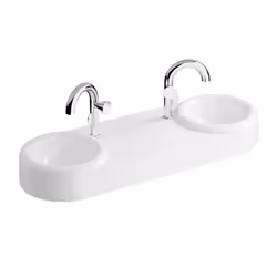 Double lavabo Liquid 120 cm avec trou et sans trop-plein
