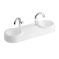 Double lavabo Liquid 120 cm avec trou et sans trop-plein