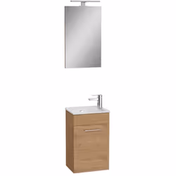 Caractéristiques du Mia Meuble 39x61x28 cm pour salle de bain avec miroir, lavabo et éclairage LED, chêne (MIASET40D) : Meubl ...