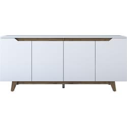 Buffet - GD102 - 4 portes - 180 x 79 x 45 cm - Blanc / Noyer