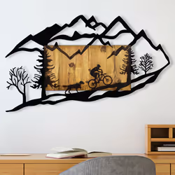 Wallxpert 899SKL2176, Monochromatique, Métal, Bois, Noir, Bois, 1100 mm, 3 cm, 650 mm