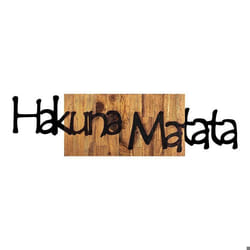 Décoration murale en bois et métal Walnut Hakuna Matata