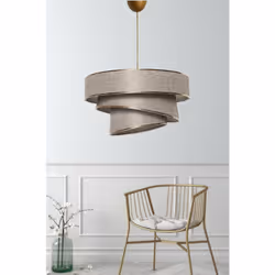 Suspension 3 cylindres design oblique Inconditus Ø40cm Beige et Or