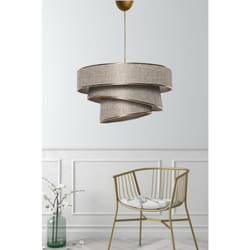 Suspension 3 cylindres design oblique Inconditus Ø40cm Beige et Or