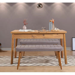 Table à manger - SANTIAGO - Extensible - Rectangulaire - 4 personnes - 120 x 77 x 75 cm - Pin atlantique