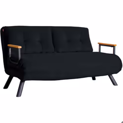 Canapé convertible 2 places tissu noir Sylvano 133 cm