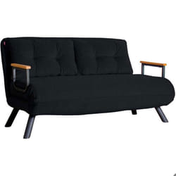 Canapé convertible 2 places tissu noir Sylvano 133 cm