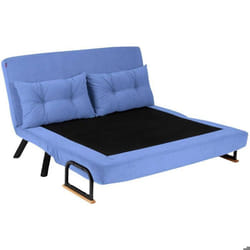 Canapé convertible 2 places tissu bleu Sylvano 133 cm