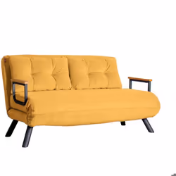 Canapé convertible 2 places tissu jaune Sylvano 133 cm