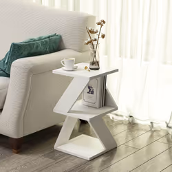 Woody Fashion Albeni, Table basse, Forme carrée, 1 pieds, Blanc