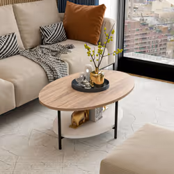 Woody Fashion Elis Table basse Forme ovale 4 pieds