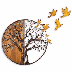 Décoration murale en métal et bois Arbre Modèle 4