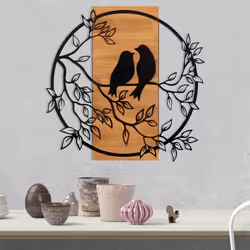 Wallxpert 279ENZ1859, Image, Romantique, Métal, Bois, Noir, Bois, 595 mm, 3 cm