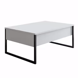 Woody Fashion Luxe, Table basse, Forme rectangulaire, 2 pieds, Blanc