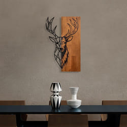 Hanah Home - Décoration murale en bois et métal Walnut Cerf origami