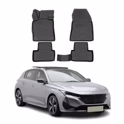 OMAC Tapis de sol pour Peugeot 308 2021-2025 sur mesure en caoutchouc Noir