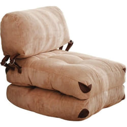 Canapé lit - 1 place - FOLD - Velours côtelé Camel - 80 x 70 x 60 cm
